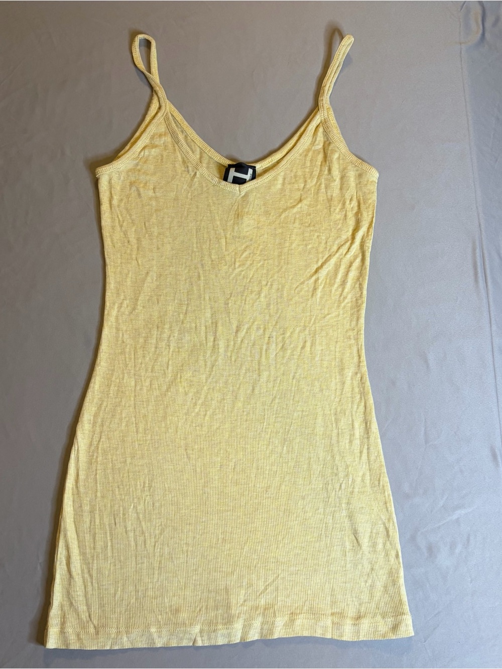 H by bordeaux Yellow Ribbed Camisole Tank Top